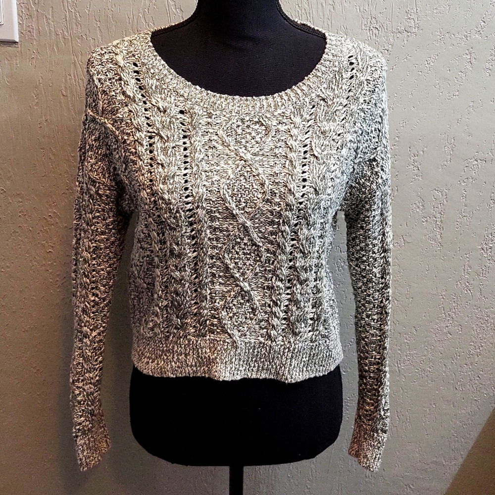 Abercrombie & Fitch Chunky Knit Olive Green Cropped Sweater